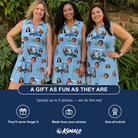 Friends in matching Women's Cart Blanche Custom Face V-Neck Dress — a group gift photo