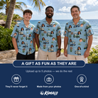 Friends in matching Men's Cart Blanche Custom Face Hawaiian Shirt — a group gift photo
