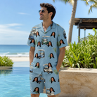 Real-life photo of someone wearing Men's Cart Blanche Custom Face Shirt & Shorts Set — custom faces printed all-over