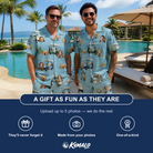 Friends in matching Men's Cart Blanche Custom Face Shirt & Shorts Set — a group gift photo