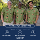 Friends in matching Men's Fairway Flair Custom Face Polo Shirt — a group gift photo