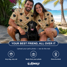 Friends in matching Women's Chewsy Chompers Custom Dog Face Hawaiian Shirt — a group gift photo