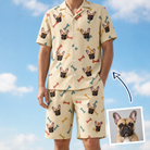 Man wearing Men's Chewsy Chompers Custom Dog Face Shirt & Shorts Set — custom faces printed all-over