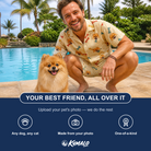 Friends in matching Men's Chewsy Chompers Custom Dog Face Shirt & Shorts Set — a group gift photo