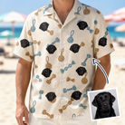 Man wearing Men's Knotty Companions Custom Dog Face Hawaiian Shirt — custom faces printed all-over