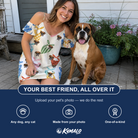 Friends in matching Women's Bandana Banter Custom Dog Face Off-Shoulder Dress — a group gift photo