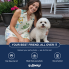 Friends in matching Women's Bandana Banter Custom Dog Face V-Neck Dress — a group gift photo