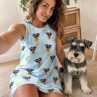 Selfie with the pet whose face is printed all over this Women's Rubber Rover Custom Dog Face Tank Dress