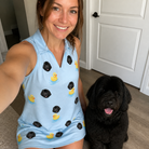 Selfie with the pet whose face is printed all over this Women's Rubber Rover Custom Dog Face V-Neck Dress