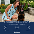Friends in matching Women's Rubber Rover Custom Dog Face V-Neck Dress — a group gift photo