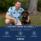 Friends in matching Men's Rubber Rover Custom Dog Face Polo Shirt — a group gift photo