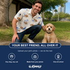Friends in matching Men's Tail Tales Custom Dog Face Polo Shirt — a group gift photo