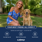 Friends in matching Women's Waggle Wafers Custom Dog Face Off-Shoulder Dress — a group gift photo