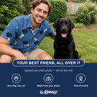 Friends in matching Men's Waggle Wafers Custom Dog Face Polo Shirt — a group gift photo