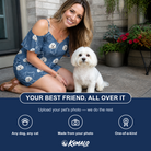 Friends in matching Women's Canine Crunch Custom Dog Face Off-Shoulder Dress — a group gift photo