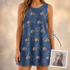 Woman wearing Women's Canine Crunch Custom Dog Face Tank Dress — custom faces printed all-over