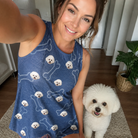 Selfie with the pet whose face is printed all over this Women's Canine Crunch Custom Dog Face Tank Dress