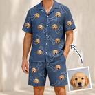 Man wearing Men's Canine Crunch Custom Dog Face Shirt & Shorts Set — custom faces printed all-over