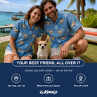 Friends in matching Men's Pooch Porches Custom Dog Face Hawaiian Shirt — a group gift photo