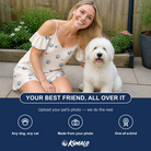 Friends in matching Women's Puppy Prints Custom Dog Face Off-Shoulder Dress — a group gift photo