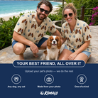 Friends in matching Men's Puppy Prints Custom Dog Face Hawaiian Shirt — a group gift photo
