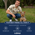 Friends in matching Men's Puppy Prints Custom Dog Face Polo Shirt — a group gift photo