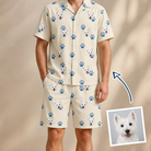 Man wearing Men's Puppy Prints Custom Dog Face Shirt & Shorts Set — custom faces printed all-over