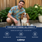 Friends in matching Men's Mutt Munchies Custom Dog Face Polo Shirt — a group gift photo