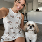 Selfie with the pet whose face is printed all over this Women's Ruff Routes Custom Dog Face Tank Dress