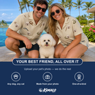 Friends in matching Men's Ruff Routes Custom Dog Face Hawaiian Shirt — a group gift photo