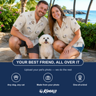 Friends in matching Women's Ruff Routes Custom Dog Face Hawaiian Shirt — a group gift photo