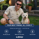 Friends in matching Men's Ruff Routes Custom Dog Face Polo Shirt — a group gift photo