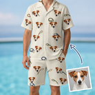 Man wearing Men's Ruff Routes Custom Dog Face Shirt & Shorts Set — custom faces printed all-over