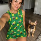 Selfie with the pet whose face is printed all over this Women's Tennis Tails Custom Dog Face Tank Dress