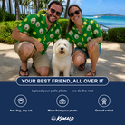 Friends in matching Men's Tennis Tails Custom Dog Face Hawaiian Shirt — a group gift photo