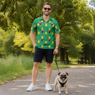 Full-length photo with the pet printed all over this Men's Tennis Tails Custom Dog Face Polo Shirt