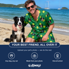 Friends in matching Men's Tennis Tails Custom Dog Face Shirt & Shorts Set — a group gift photo