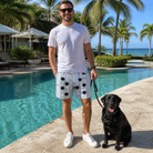 Full-length photo with the pet printed all over this Men's Pup Pendants Custom Dog Face Beach Shorts