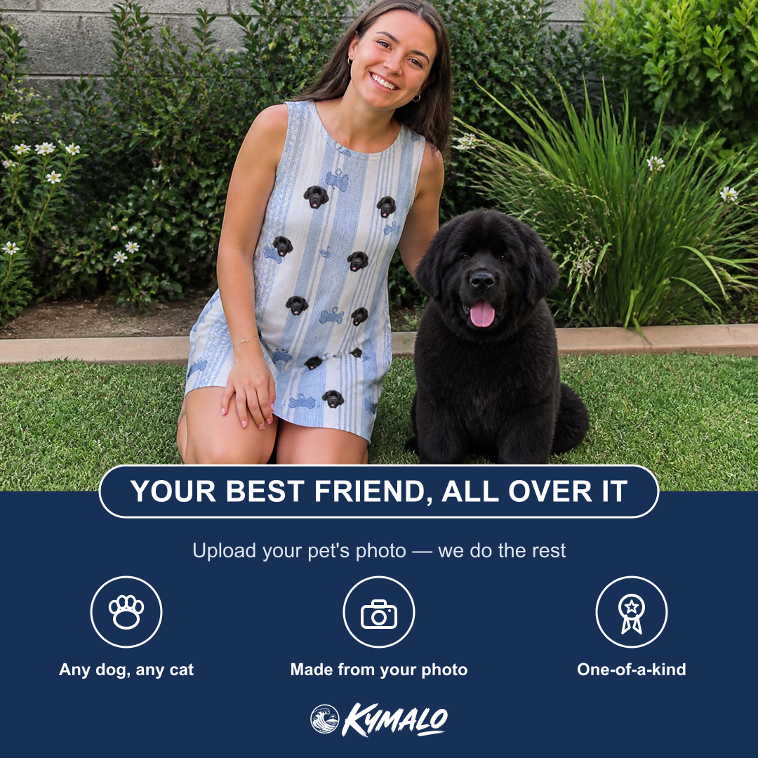 Friends in matching Women's Pup Pendants Custom Dog Face Tank Dress — a group gift photo