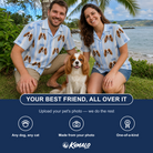 Friends in matching Women's Pup Pendants Custom Dog Face Hawaiian Shirt — a group gift photo