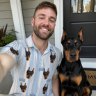 Selfie with the pet whose face is printed all over this Men's Pup Pendants Custom Dog Face Polo Shirt