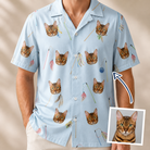Man wearing Men's Pounce Patrol Custom Cat Face Hawaiian Shirt — custom faces printed all-over