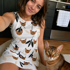 Selfie with the pet whose face is printed all over this Women's Clawful Feathers Custom Cat Face Tank Dress