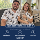 Friends in matching Men's Clawful Feathers Custom Cat Face Hawaiian Shirt — a group gift photo