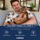 Friends in matching Men's Clawful Feathers Custom Cat Face Polo Shirt — a group gift photo
