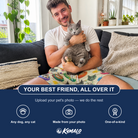 Friends in matching Men's Catnap Cabins Custom Cat Face Beach Shorts — a group gift photo