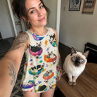 Selfie with the pet whose face is printed all over this Women's Catnap Cabins Custom Cat Face Tank Dress