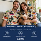 Friends in matching Women's Catnap Cabins Custom Cat Face Hawaiian Shirt — a group gift photo