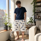 Full-length photo with the pet printed all over this Men's Mouse Mêlée Custom Cat Face Beach Shorts