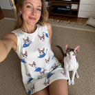 Selfie with the pet whose face is printed all over this Women's Mouse Mêlée Custom Cat Face Tank Dress